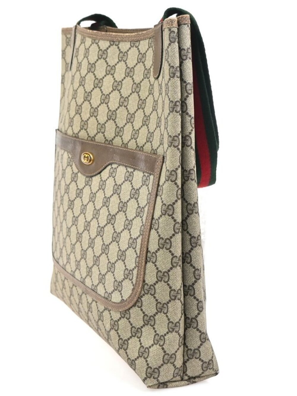 GUCCI Logo Sherry GG Pattern Shoulder Bag PVC Leather Brown Italy 63ZA361 - Picture 2 of 14